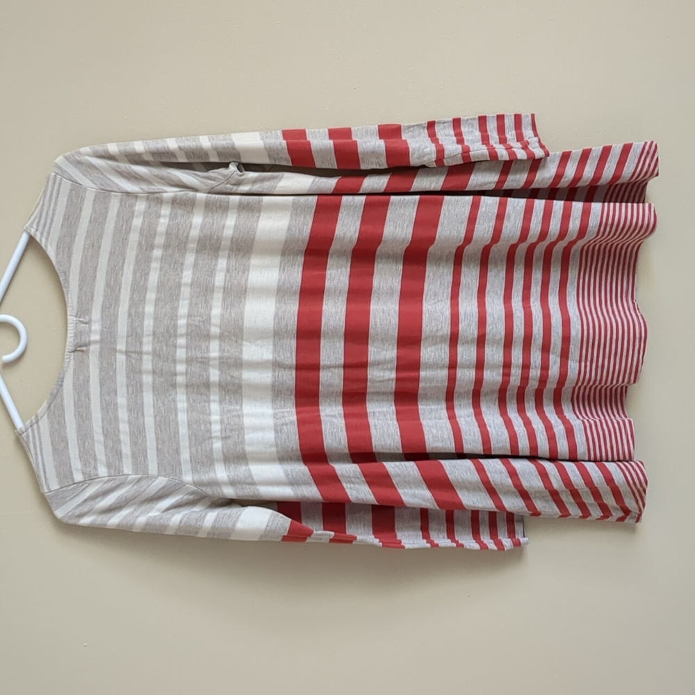 Medium Puella Striped Long Sleeve Darcy Swing Tunic Red & Tan Anthropologie - Picture 15 of 15
